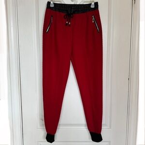 Red Jogger Pants with Black Accents